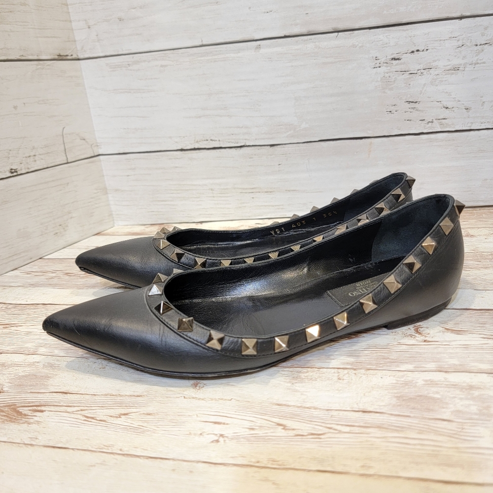Valentino Nior black leather rockstud flats - Picture 3 of 14